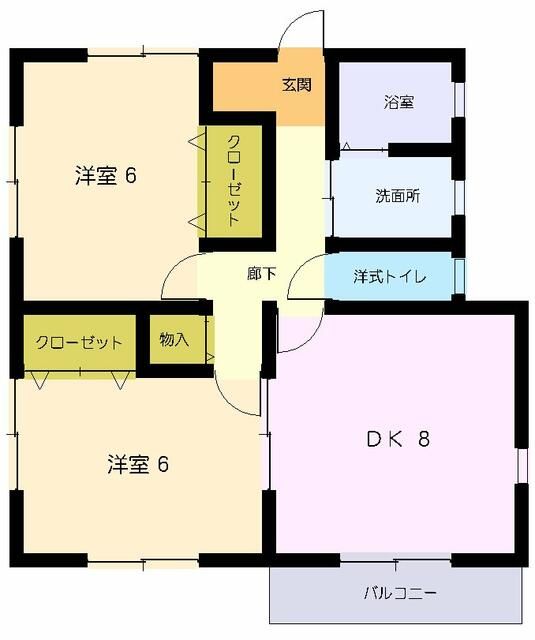 ヴィラ石原Ｈ棟 201号室 間取り