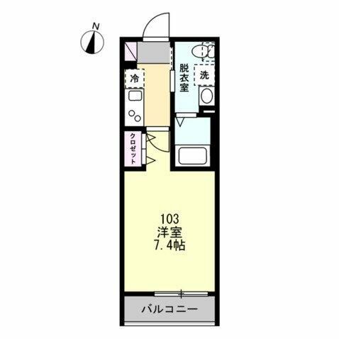 OCEAN‘S14 103号室 間取り