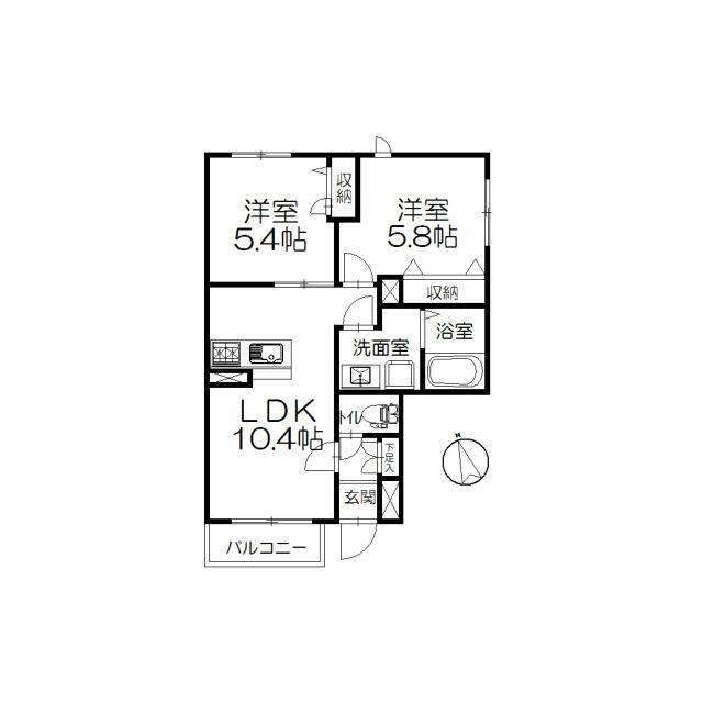 フローラ元町A棟 102号室 間取り
