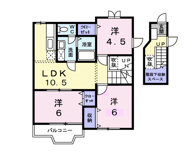 アリススプリングス 201号室 間取り