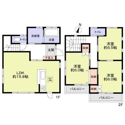 大磯町西小磯貸家 間取り