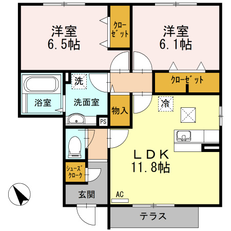 ハイネスCDFE E 102号室 間取り