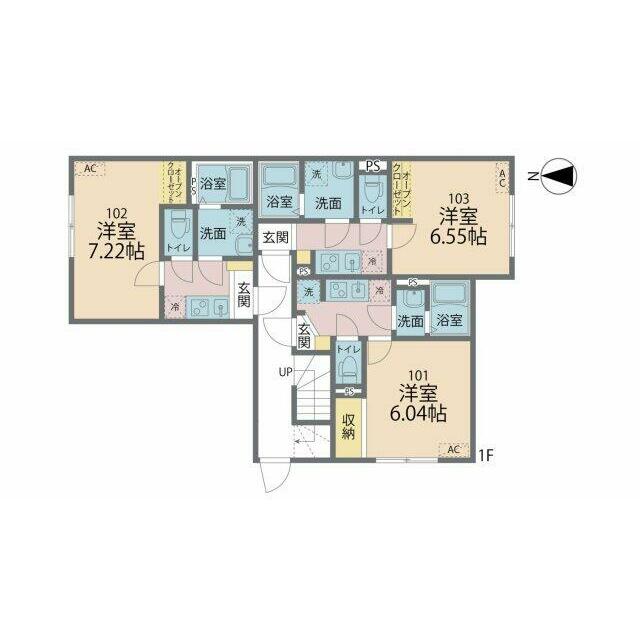 カインドネス厚木旭町Ⅱ 101号室 間取り