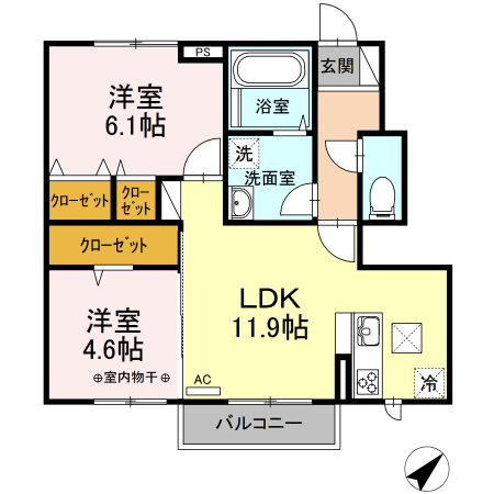 サニーコート 103号室 間取り