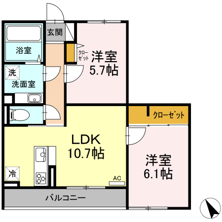 ルミエール 205号室 間取り