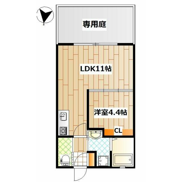 ＳＡＣＲＡＳ　ＣＨＩＧＡＳＡＫＩ 102号室 間取り