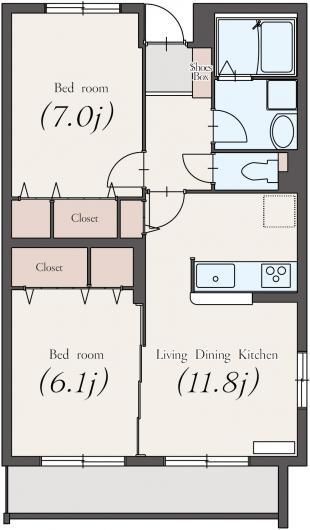 ソレアード 201号室 間取り