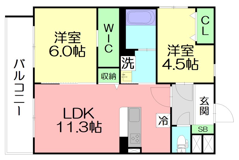 (仮称)平塚市山下新築 A棟 201号室 間取り