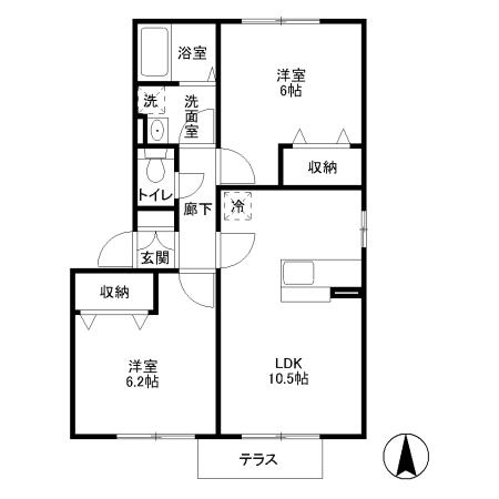 フレアウエスト 201号室 間取り