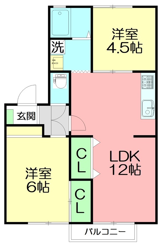 サンヒルズ峯尾Ⅰ 203号室 間取り