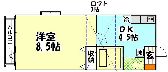 クラウンハイツ2  102号室 間取り