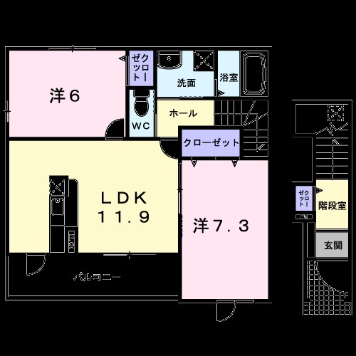 フランH 201号室 間取り