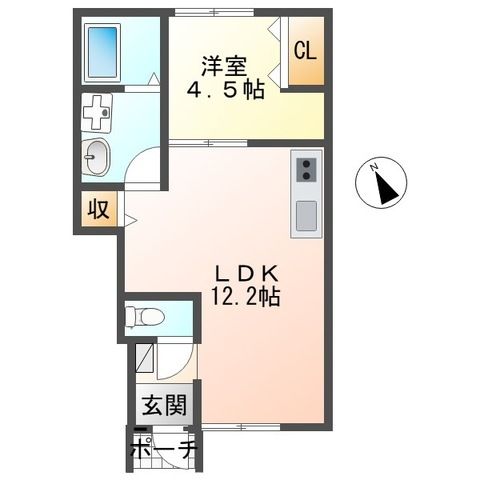 ヴィラ・アズ-ルB 105号室 間取り