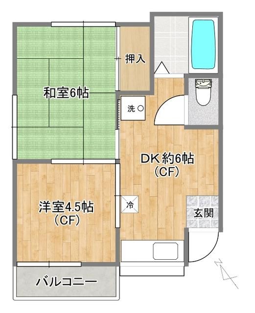 舩木コーポ 201号室 間取り