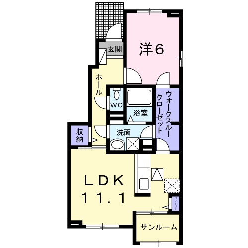 サザンクロス 101号室 間取り