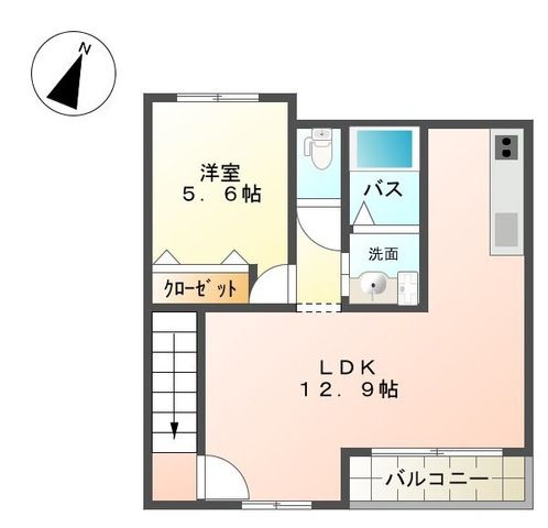 メル・ヴォワール 0201号室 間取り