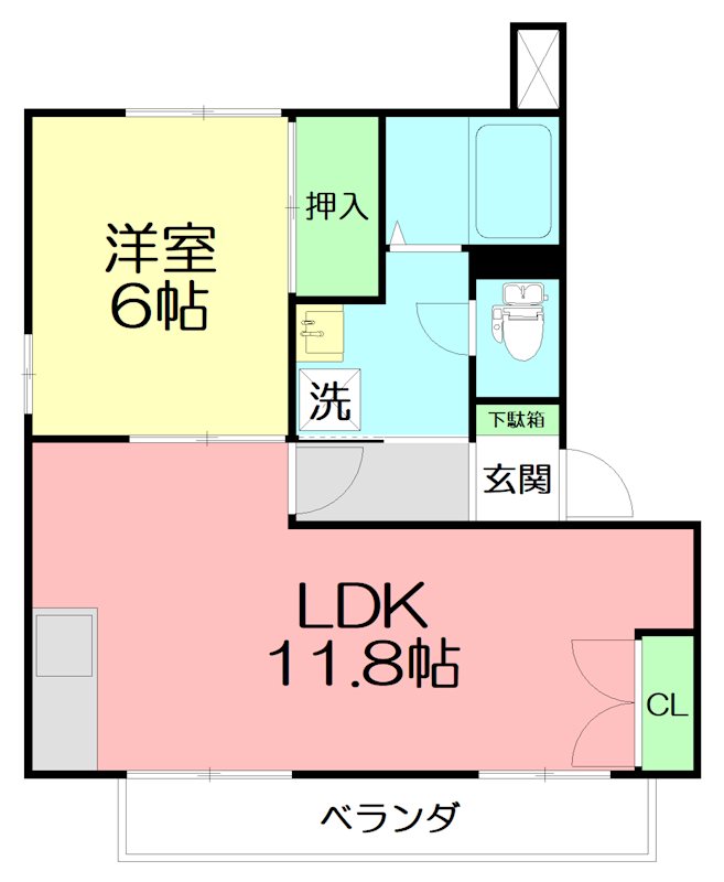 クレール中里  B202号室 間取り