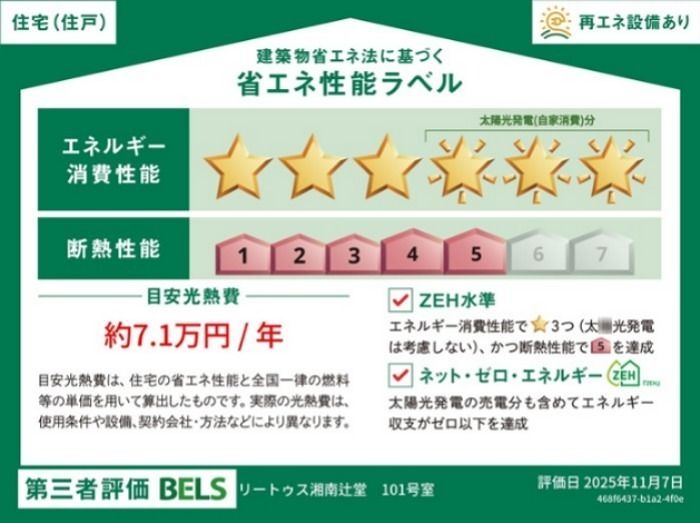 リートゥス湘南辻堂 省エネ性能ラベル