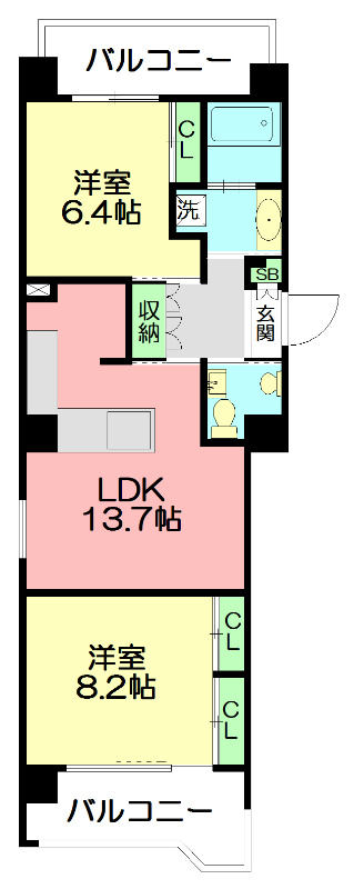 ユニバーサル南藤沢タワー 704号室 間取り