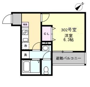 （仮称）藤沢本町Bアパート 302号室 間取り