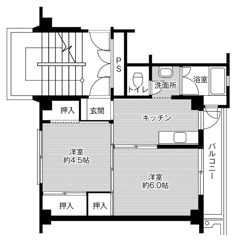 ビレッジハウス戸川2号棟 502号室 間取り