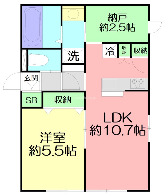 メゾンブルーメ西 102号室 間取り