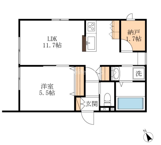 メゾンブルーメ西 102号室 間取り