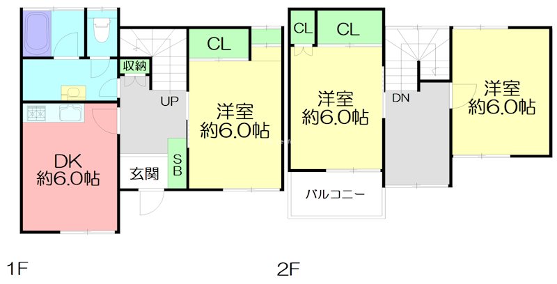 小和田3丁目テラスハウス 1-2号室 間取り