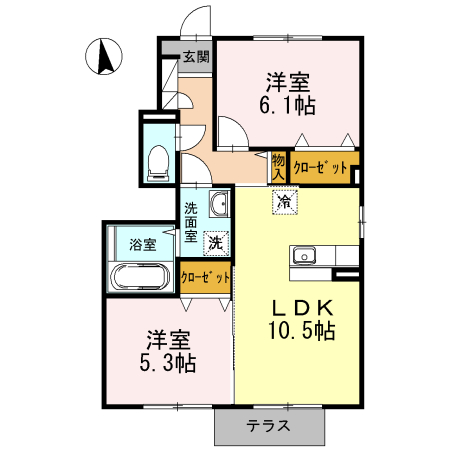 グランディール 101号室 間取り