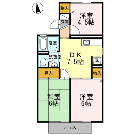 サンヒルズ西山　ABC 101号室 間取り