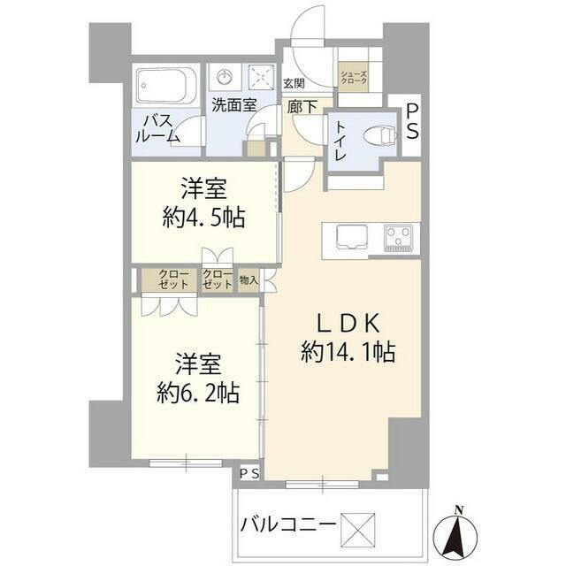 クリオ茅ヶ崎サザンマークス 902号室 間取り