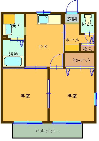 ウエストヴィレッジA 2F号室 間取り