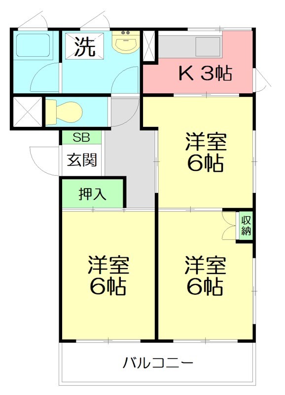 メゾン足柄 302号室 間取り