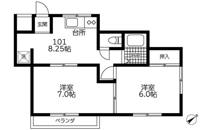 つかさハイツ 101号室 間取り