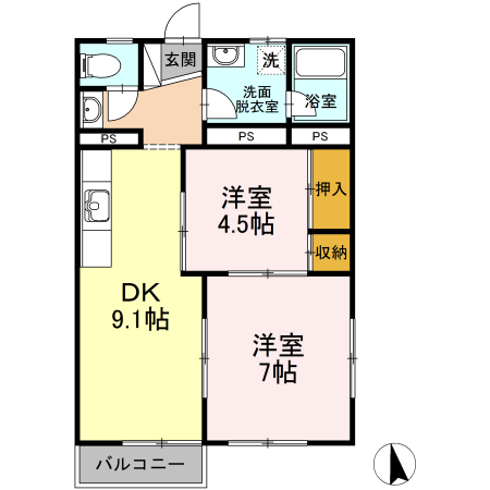 ペアガーデン 101号室 間取り