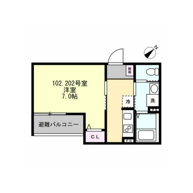 ベイルーム藤沢花の木 102号室 間取り