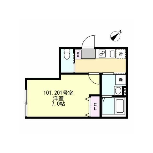 ベイルーム藤沢花の木 201号室 間取り