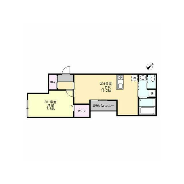 ベイルーム藤沢花の木 301号室 間取り