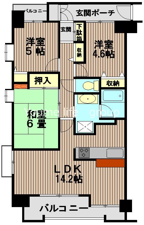 東急ドエルアルス平塚 1201号室 間取り