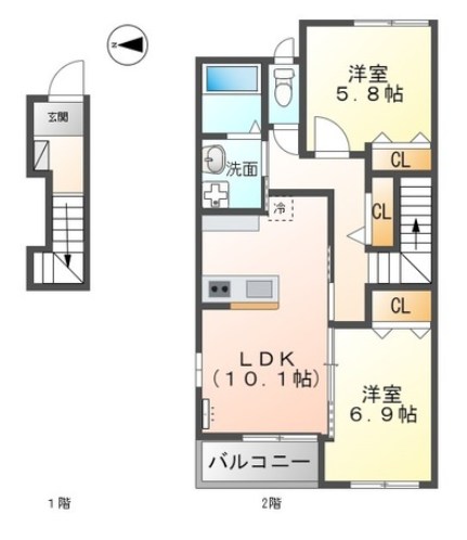 サファイアA 201号室 間取り