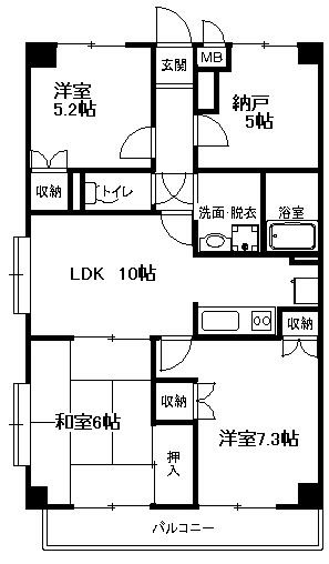 パストラルピア 406号室 間取り