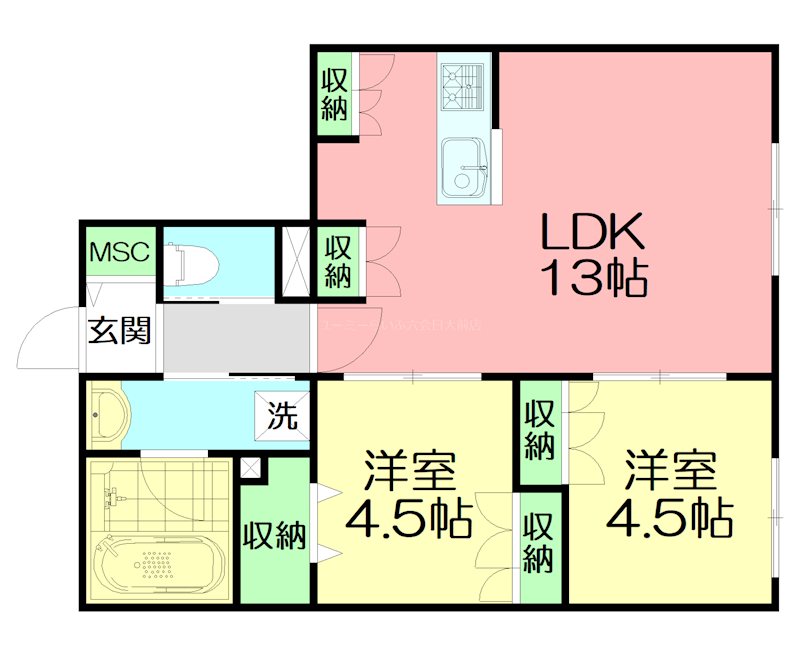 Ｙ&rsquo;ｓ　Ｆ　Ｒｅｓｉｄｅｎｃｅ　Ⅱ 102号室 間取り