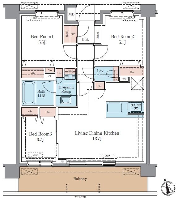 LUXENA＋PAWS藤沢 306号室 間取り