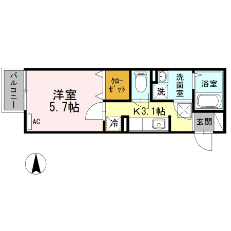 サウスフィールド 102号室 間取り