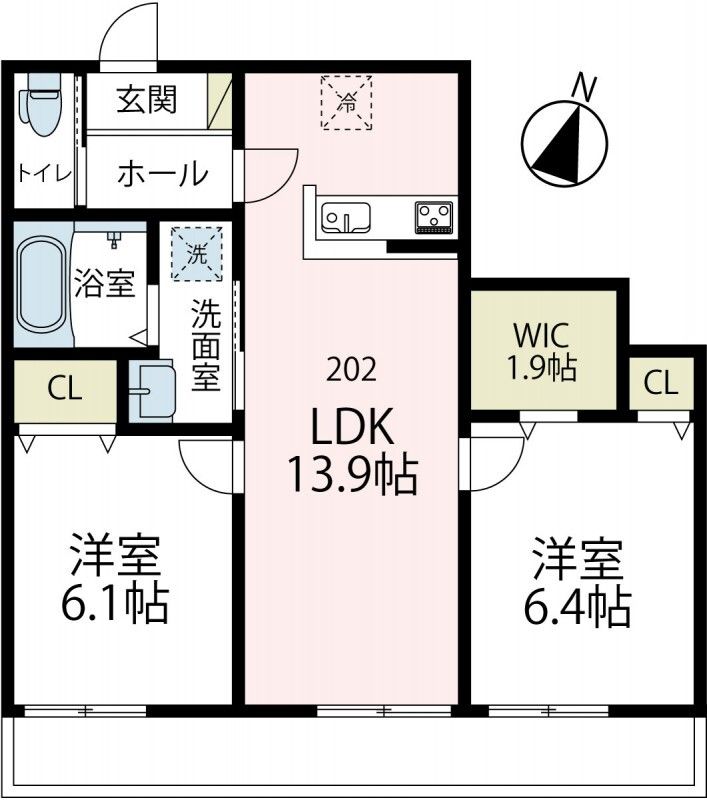 プレシャス北矢名 202号室 間取り