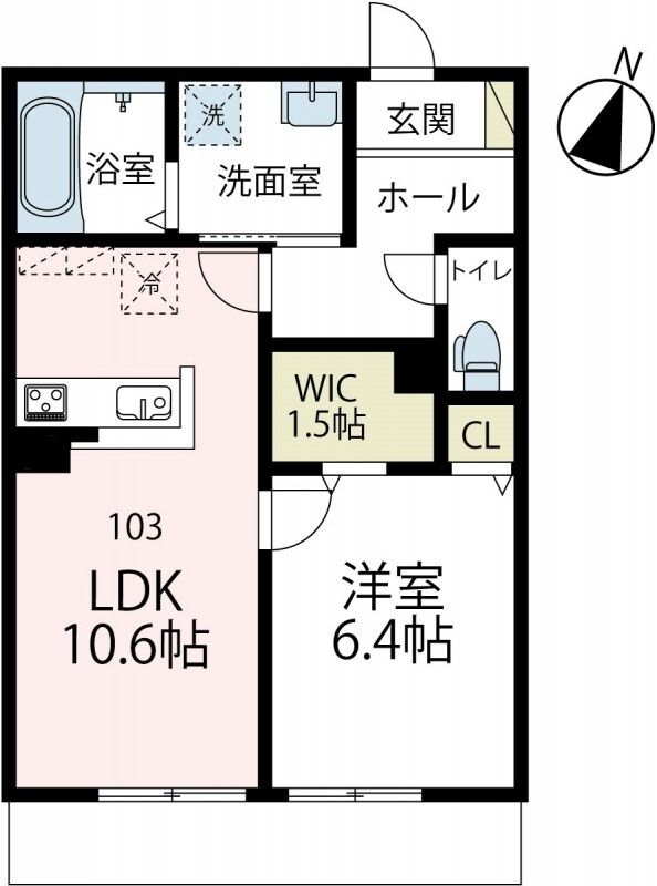 プレシャス北矢名 103号室 間取り