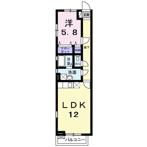 バクランⅡ 202号室 間取り