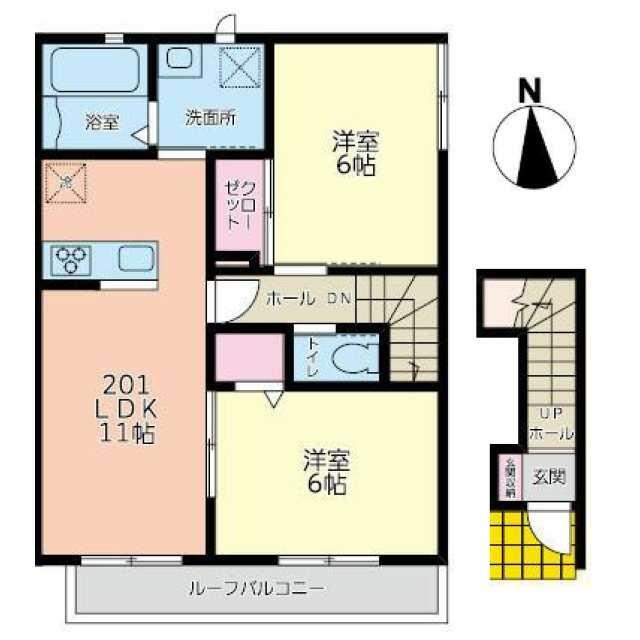 グランツ 201号室 間取り