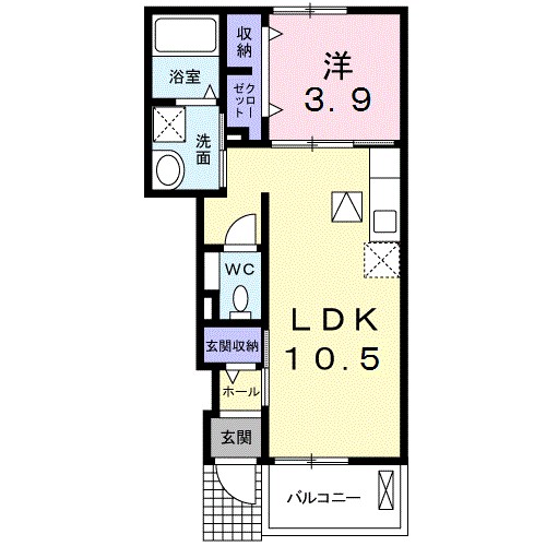 グランメール 102号室 間取り