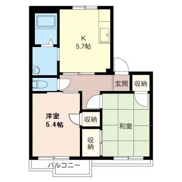 レオハイツ B 201号室 間取り
